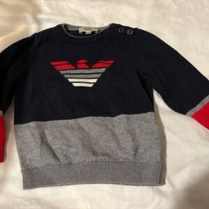 Armani Baby Toddler 18m Navy and Gray Sweater
